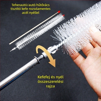 Hosszú nyelű autóhűtő radiátor tisztító kefe, szétszerelés nélkül, nagy- és kisteherautókhoz, por eltávolítása