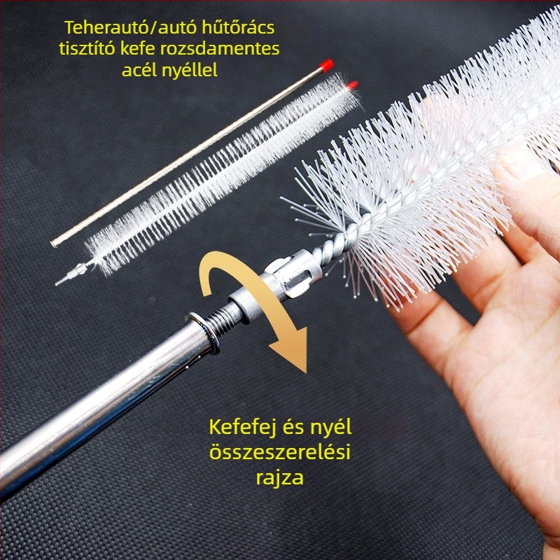 Hosszú nyelű autóhűtő radiátor tisztító kefe, szétszerelés nélkül, nagy- és kisteherautókhoz, por eltávolítása