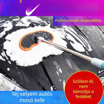 Hosszú nyélű autómosó kefe, lágy sörtékkel, teleszkópos poreltávolító kefe