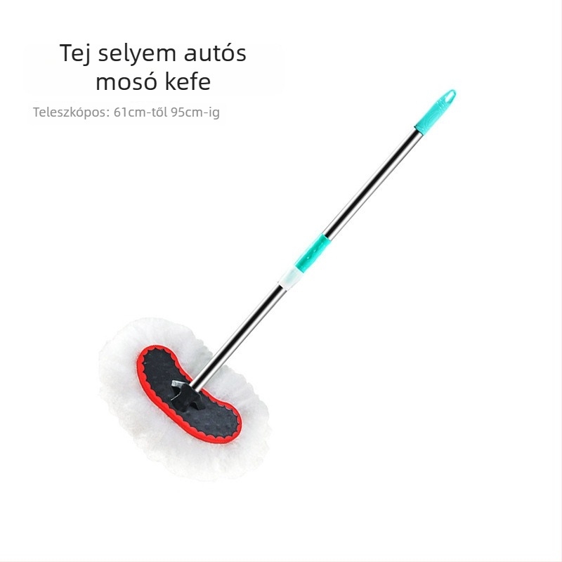 Hosszú nyélű autómosó kefe, lágy sörtékkel, teleszkópos poreltávolító kefe