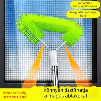 Gyémántszövésű ablakháló tisztító ecset – szétszerelés nélkül, minden egyben ablaktisztító eszköz