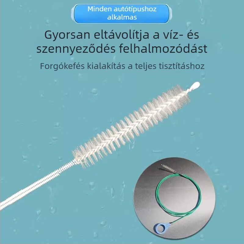 Autóban használható, többfunkciós lefolyó-tisztító eszköz: a tetőablak és az ajtók lefolyónyílásainak tisztítására, a hűtőszekrény lefolyóinak és a tank lefolyóvezetékének tisztítására