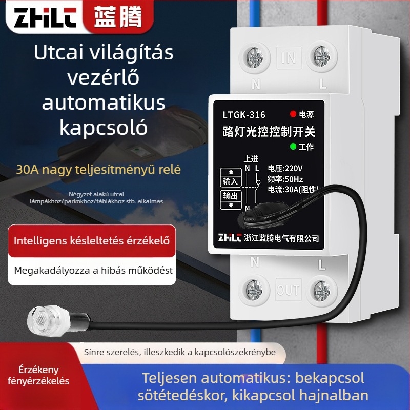 Utcai lámpa fényérzékelős automatikus bekapcsoló kapcsoló, intelligens fényérzékelővel, mikroszámítógépes világításvezérlő 220V