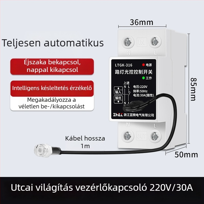 Utcai lámpa fényérzékelős automatikus bekapcsoló kapcsoló, intelligens fényérzékelővel, mikroszámítógépes világításvezérlő 220V