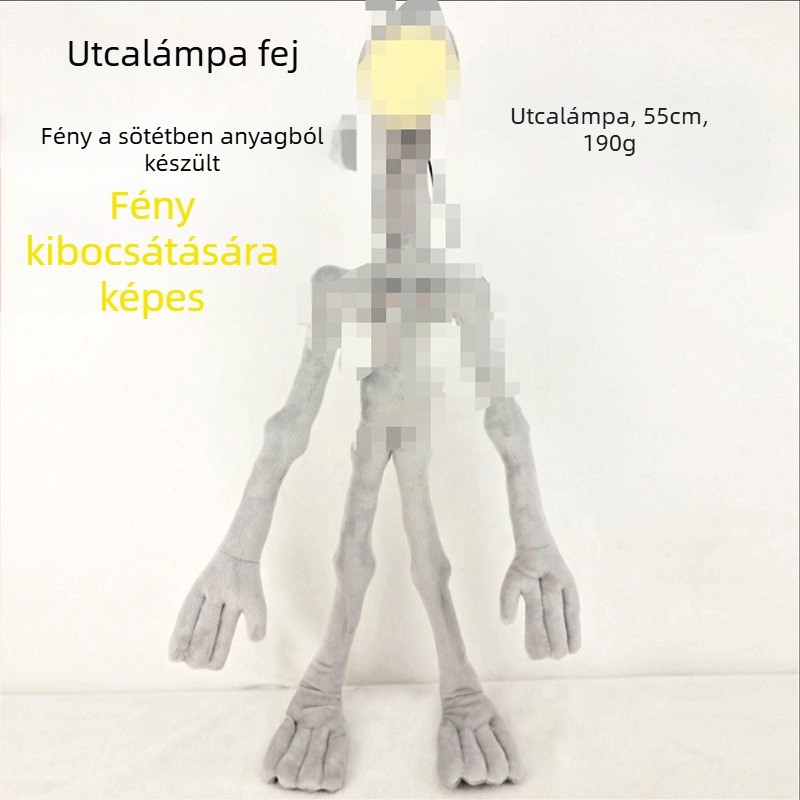 Utcai lámpa alakú fejű sárkány plüssfigura, éjjeli fénnyel, Halloween dekoráció és ajándék gyerekeknek.