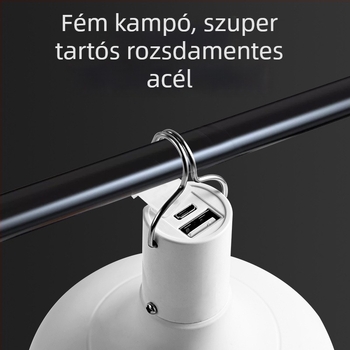Tölthető LED izzó beépített akkumulátorral, E14 foglalat, 600 lm, 170° sugárzási szög, IP42 vízálló, kültéri vészvilágítás, energiatakarékos, kiállításokra alkalmas