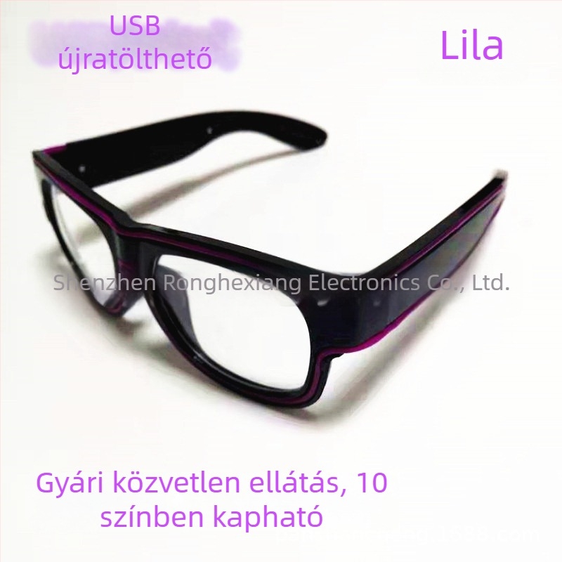 Újratölthető EL világító szemüveg USB csatlakozással és vezeték nélküli lítium akkumulátorral