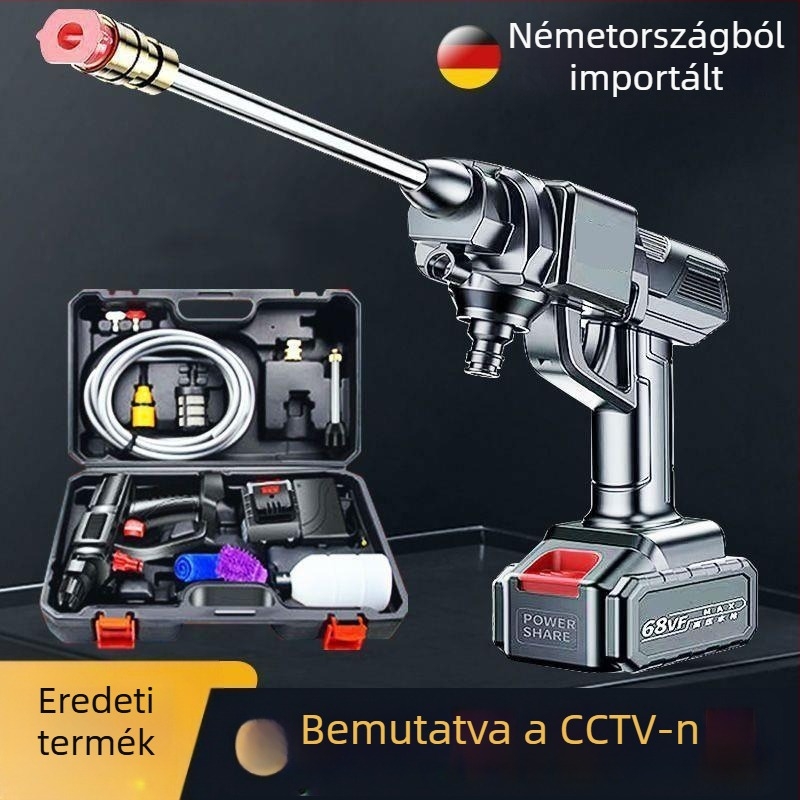 Vezeték nélküli autómosó készülék magas nyomású vízsugárral, hordozható Li-ion akkumulátor, erős tisztítóeszköz
