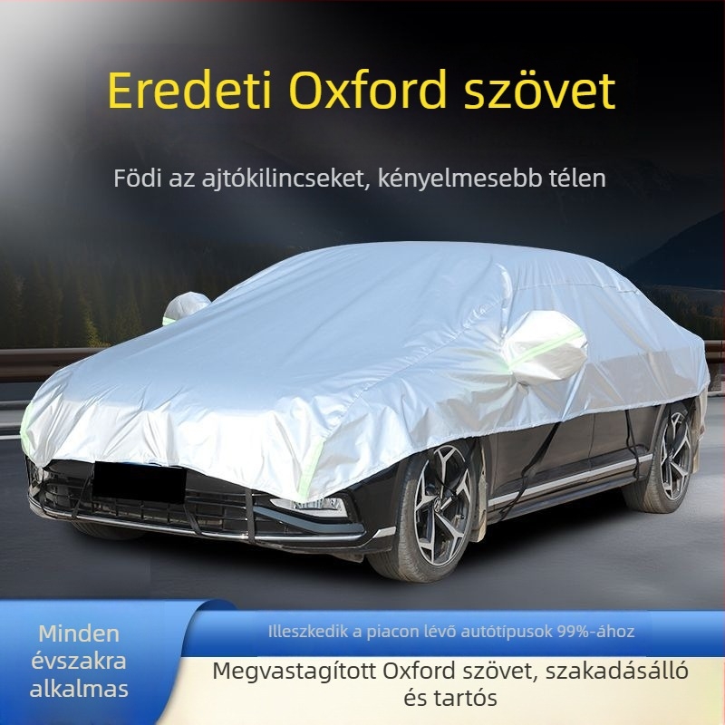Autófedél vastag Oxford szövettel, nagy félfedő, nap- és esővédelem, hőszigetelés, minden évszakra alkalmas, védelem a fagynak és a hóesésnek