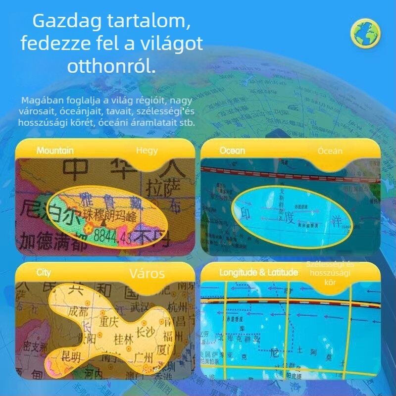 Földgömb középiskolai tanulók számára, tanítási standard kiadás, asztali dísz 3032
