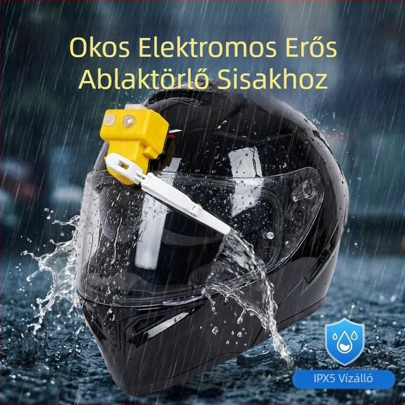 Teljes arcú motorkerékpár sisakhoz készült elektromos sisaküveg-törlő, újratölthető, esőálló vezetési felszerelés.