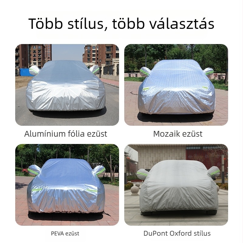 Universális autóponyva, vastagabb, vízálló, jég elleni védelem, napvédő, hőszigetelés, négy évszakos, PEVA anyag.
