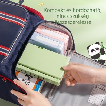 Kaba Bear Többcélú olvasóállvány és tolltartó általános iskolásoknak — hordozható, összeszerelés nélkül, állítható beépített írófelülettel