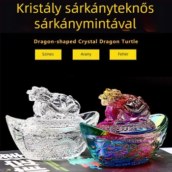 Feng Shui kristálydísz: sárkányteknős és a vagyon szimbóluma, színes üveg, irodai dekoráció