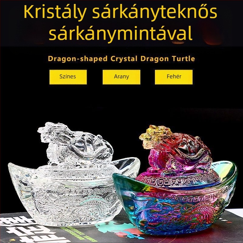 Feng Shui kristálydísz: sárkányteknős és a vagyon szimbóluma, színes üveg, irodai dekoráció