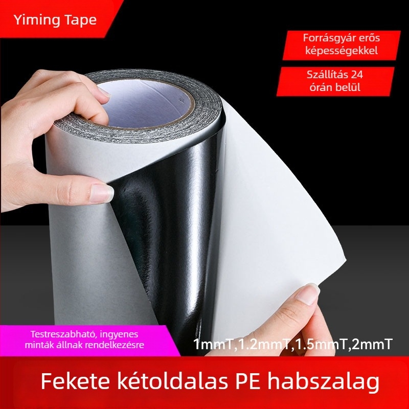 Fekete PE habosított duplaoldalas ragasztószalag, nagy viszkozitású akrilragasztó, EVA habszalag