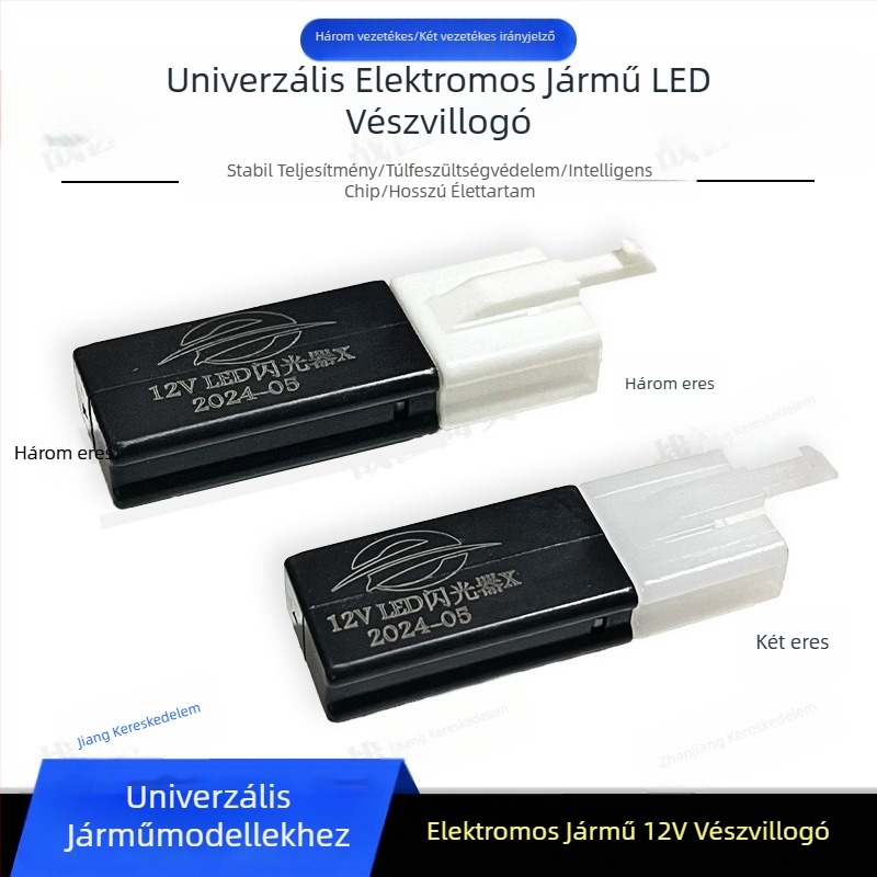 Általános LED villogó elektromos járművekhez és motorkerékpárokhoz, csendes, 12V, 3- és 2-pins csatlakozók, rövidzárlat elleni védelem
