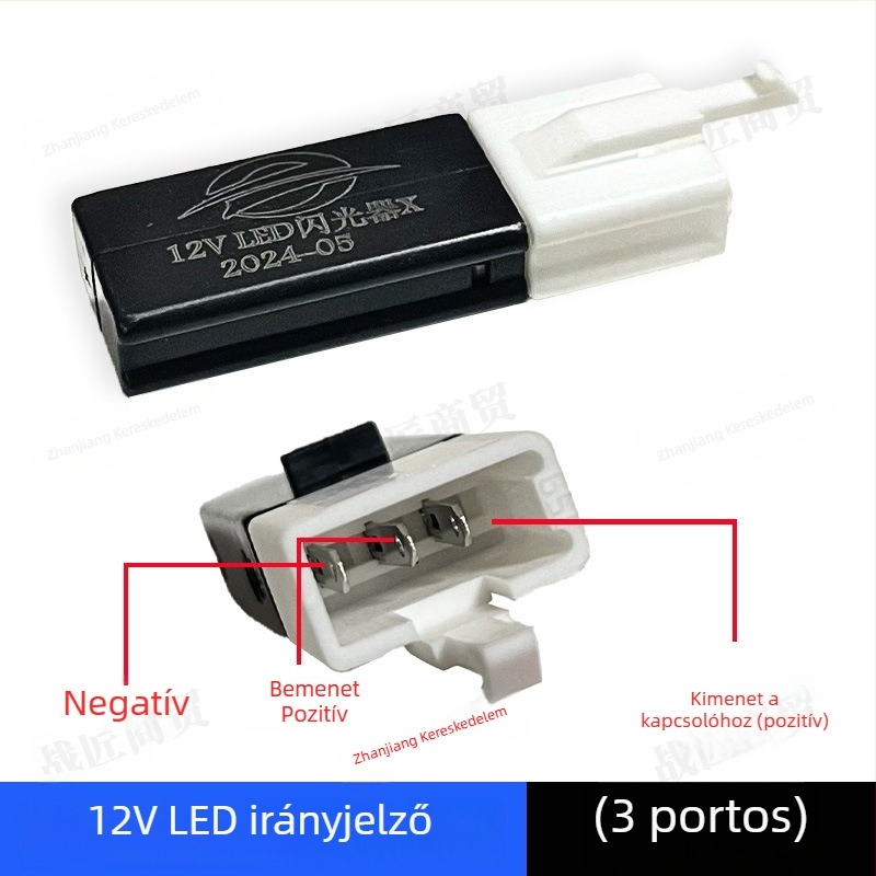 Általános LED villogó elektromos járművekhez és motorkerékpárokhoz, csendes, 12V, 3- és 2-pins csatlakozók, rövidzárlat elleni védelem