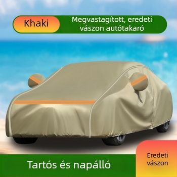 600D vastag vászonból készült autóvédő takaró, esőálló és UV-védett, teljes fedés, blokkolja a fényt és hőszigetel.