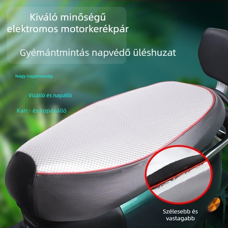 Vízálló motorkerékpár ülésvédő, négyszögletes gyémánt mintázat, nagy méret, szélesebb és vastagabb, egész évben használható