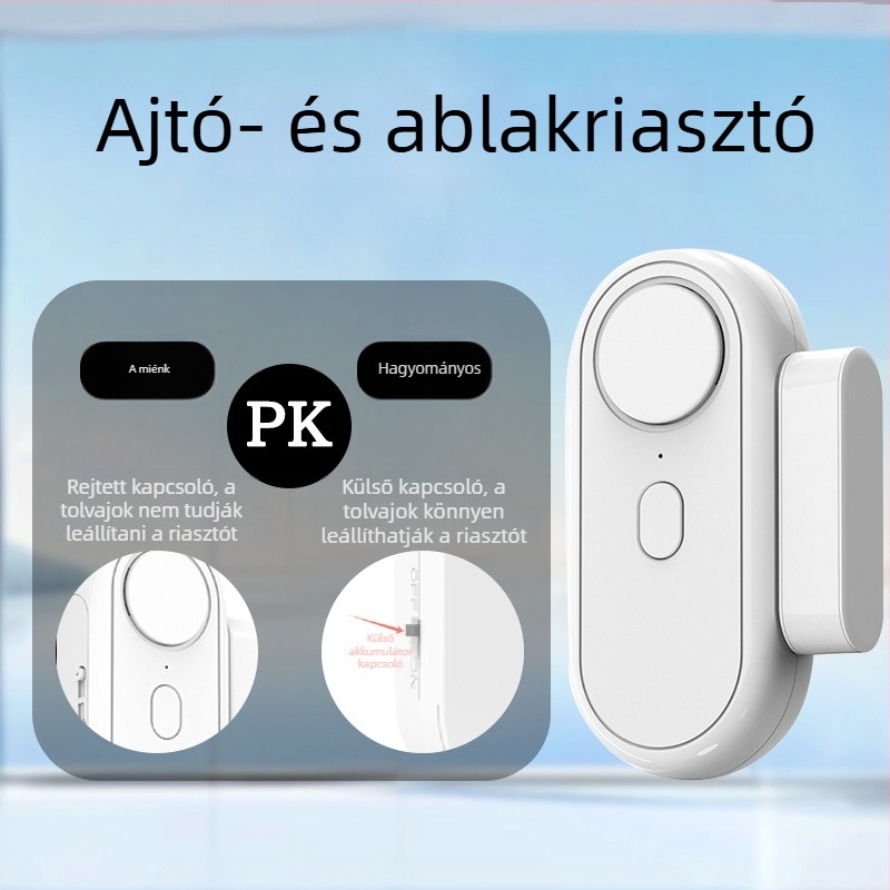 Vezeték nélküli ajtó- és ablakriasztó a ház biztonságáért, ajtócsukás emlékeztető, magas hangerősségű, önálló mágneses ajtóriasztó
