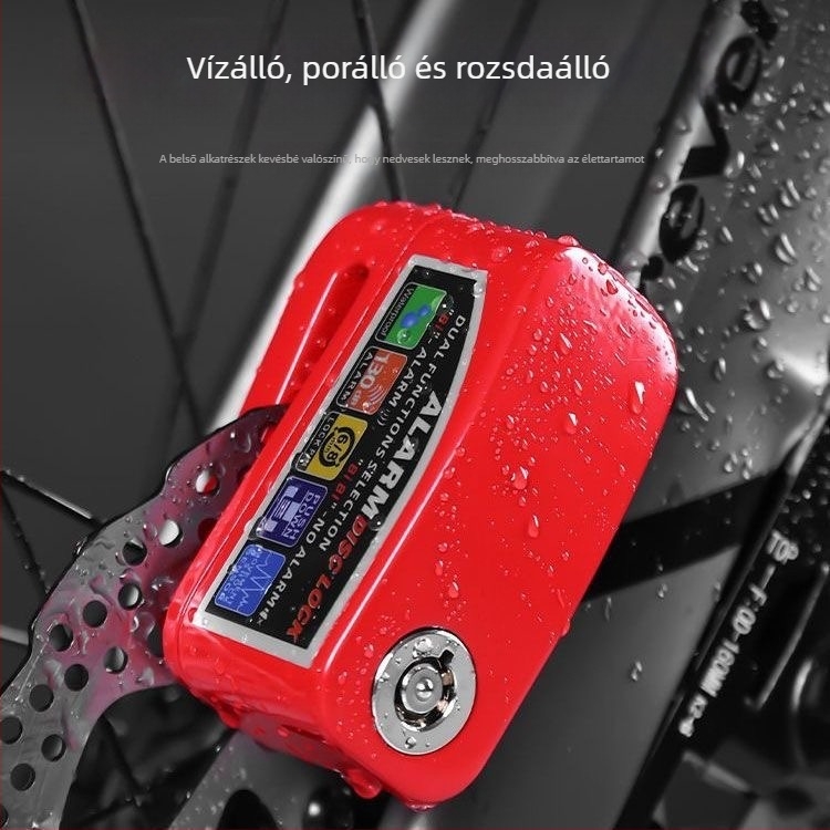 Riasztós disk-fékzár kerékpárokhoz, motorkerékpárokhoz és elektromos járművekhez – univerzális hordozható lopás elleni zár kültéri használatra