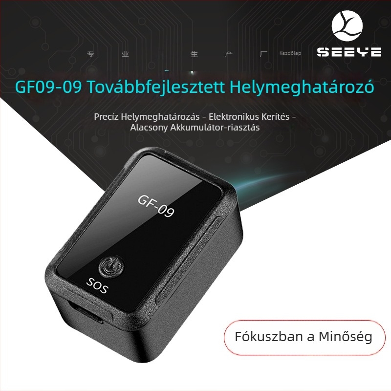 GF09 autólokátor – GPS nyomkövető, elvesztés elleni védelem, útvonal visszajátszás, riasztás