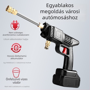 Multifunkcionális magasnyomású autómosó pumpa vízpisztollyal, vezeték nélküli otthoni használatra, lítiumakkumulátorral működő eszköz, hatékony tisztítás, csendes működés