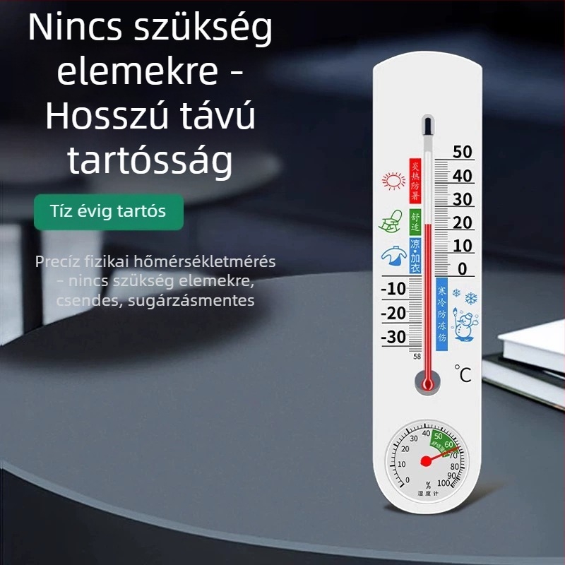 Beltéri hőmérséklet- és páratartalom-mérő falra szerelhető digitális kijelzővel