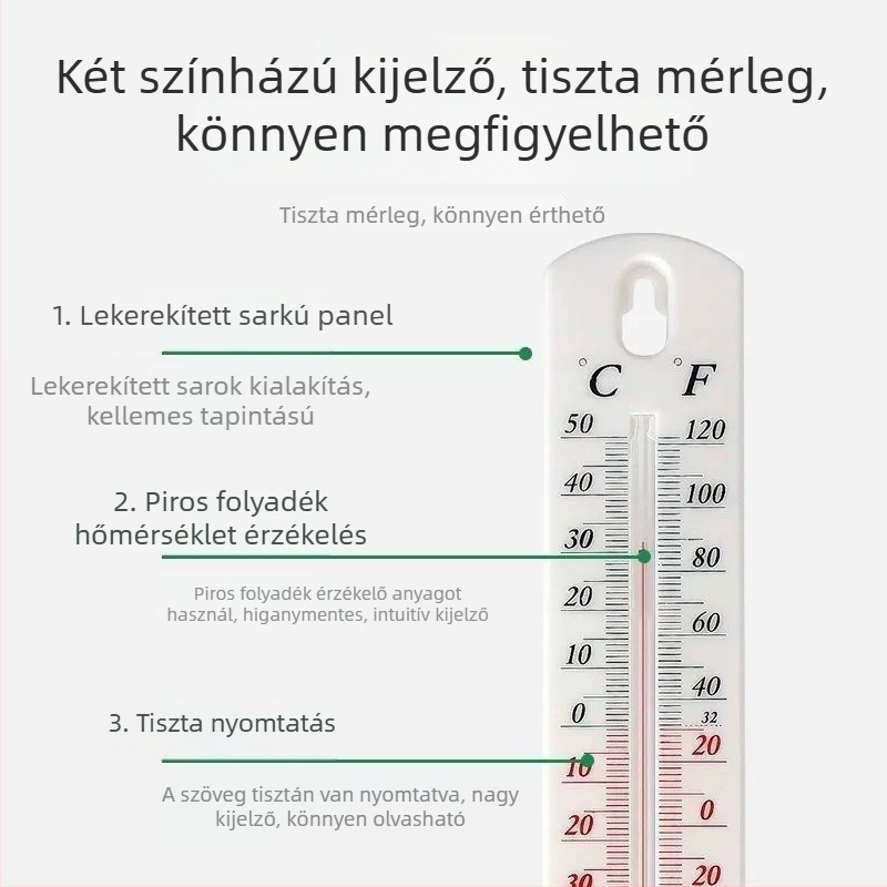 Üvegből készült vízhőmérő vörös folyadékkal, beltéri szobahőmérő pontos hőmérséklet-olvasáshoz, függő típus