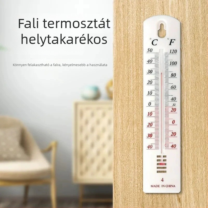 Üvegből készült vízhőmérő vörös folyadékkal, beltéri szobahőmérő pontos hőmérséklet-olvasáshoz, függő típus