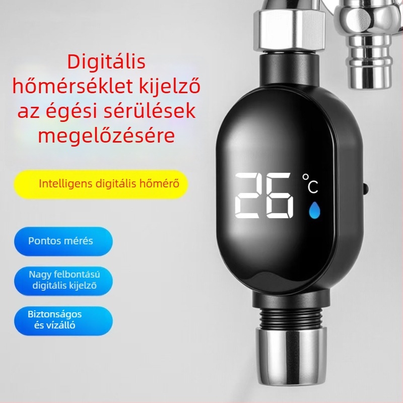 Háztartási zuhanyvíz hőmérő LED kijelzővel, fürdetéshez babák és gyerekek számára, univerzális csap hőmérséklet-szabályozó