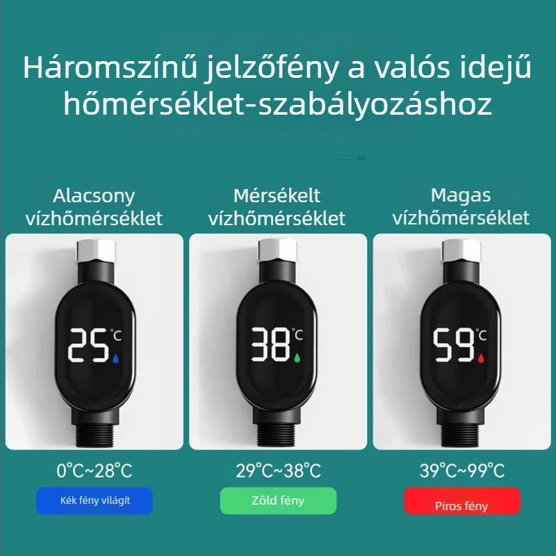 Háztartási zuhanyvíz hőmérő LED kijelzővel, fürdetéshez babák és gyerekek számára, univerzális csap hőmérséklet-szabályozó