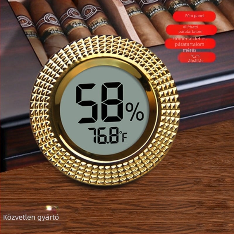 Aranyozott belső digitális higrométer cigarettadoboz és zongoradoboz belső dekorációhoz