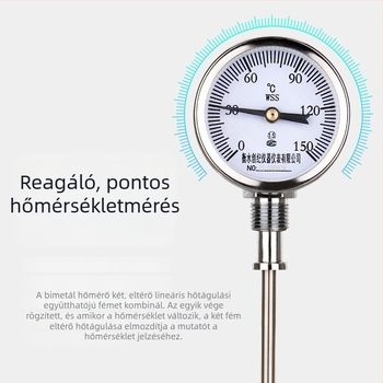 WSS-311/301 Ipari robbanásbiztos bimetál hőmérő kazáncsövekhez, axiális és radiális, Y60 mutató