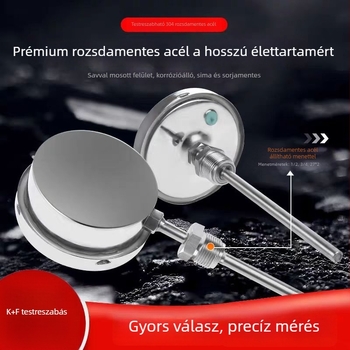 WSSN-411 Rozsdamentes acél, ütésálló és korrózióálló, magas hőmérsékletű mutatós hőmérő, bimetál hőmérő kazánokhoz