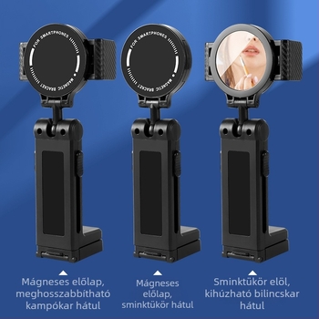 Utazási hordozható telefontartó, 360°-os forgatható, összecsukható mágneses klipszes kettős használatú telefon tartó repülőgéphez és vonathoz