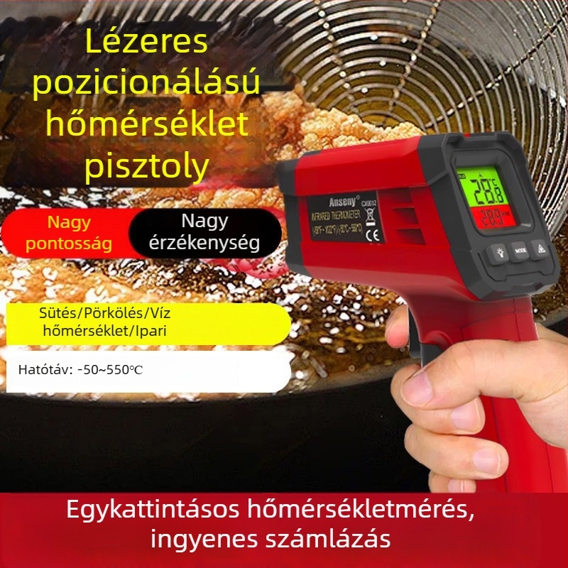 Konyhai érintés nélküli infravörös hőmérő a víz és olaj hőmérsékletének mérésére, kiváló pontosság