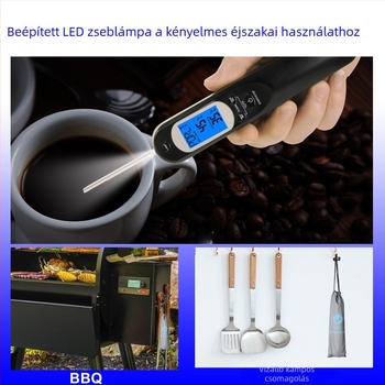 Hajlítható ételhőmérő USB-s újratölthető, rozsdamentes acél tűvel, konyhához és grillhez