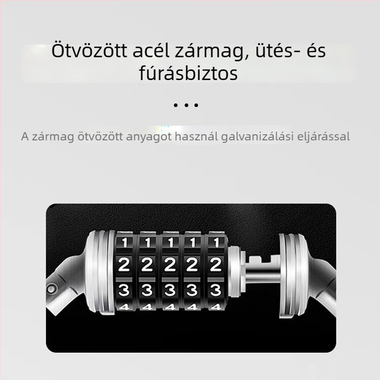 Személyre szabott bőrpántos zár jelszóval és vast acélkábel kerékpárhoz, elektromos kerékpárhoz és motorkerékpárhoz