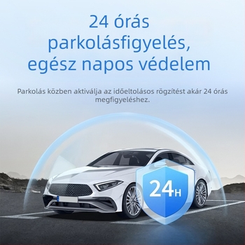 4K-s Wi-Fi autós dash cam, elő- és hátsó dupla felvétel, 24 órás parkolási megfigyelés