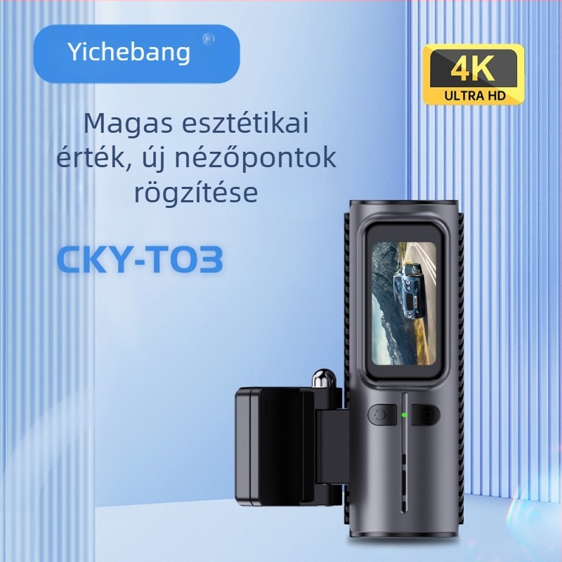 4K-s Wi-Fi autós dash cam, elő- és hátsó dupla felvétel, 24 órás parkolási megfigyelés