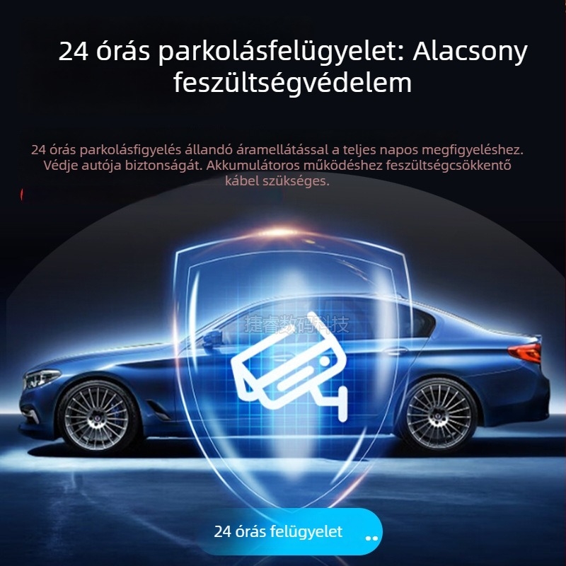 Háromlencsés autós DVR elő-, belső és hátsó kamerával, 1080p, 2,0 hüvelykes kijelző, 140° látószög, körforgó felvétel, parkoló mód, mozgásérzékelés, szélvédőre szerelés