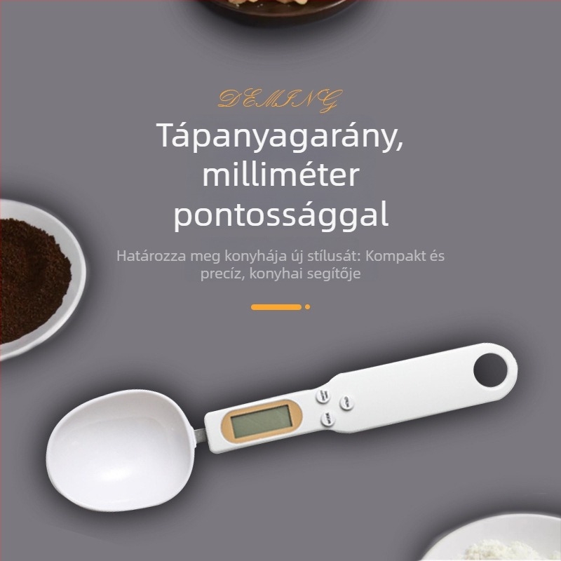 Elektronikus mérőkanál pontos gramm-skálával a konyhában és sütéshez