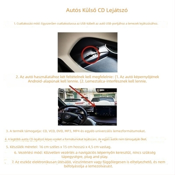 Autóba szerelhető külső CD-lejátszó és hordozható DVD-lejátszó