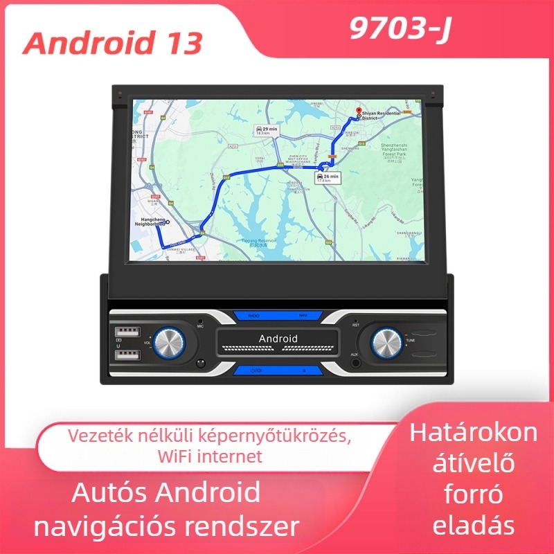 7 hüvelykes kihúzható autós kijelző Bluetooth-lejátszóval, vezeték nélküli CarPlay és Android GPS navigációval – mind egyben