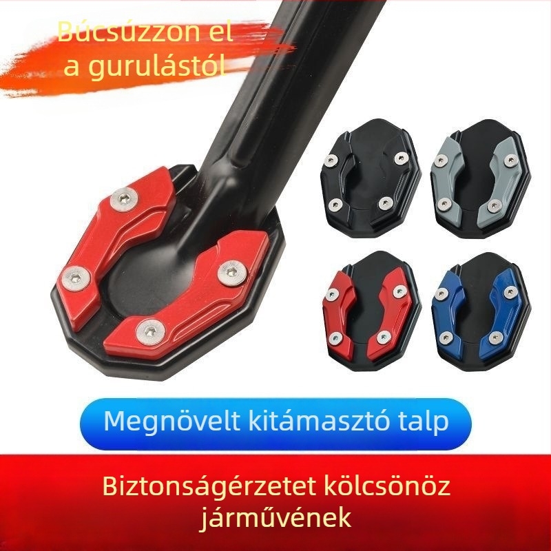 Motorkerékpár oldal-támasz alap, kibővített oldalsó támasz és csúszásmentes párna elektromos jármű pedáljaihoz – alap tartozék