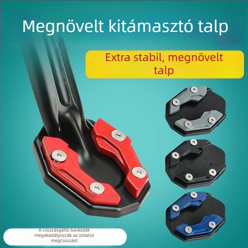 Motorkerékpár oldal-támasz alap, kibővített oldalsó támasz és csúszásmentes párna elektromos jármű pedáljaihoz – alap tartozék