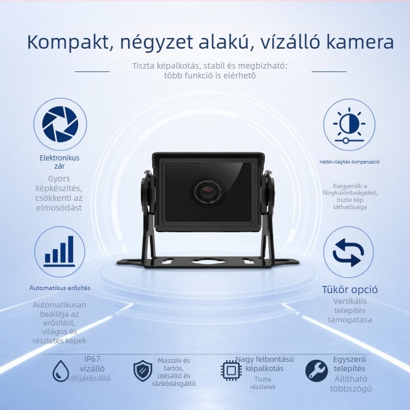 Vízálló HD kamera bal és jobb oldali holttérhez, teherautók és áruszállító járművek regisztrálója, hátrafelé néző kép, IPC analóg AHD négycsatornás megfigyelés