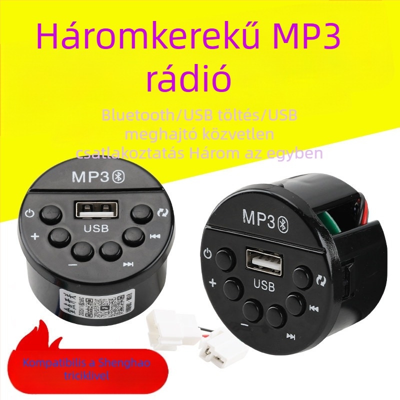 Autóban használható zenelejátszó MP3, rádió, Bluetooth és USB-vel – kompatibil Shenghao fejegységgel